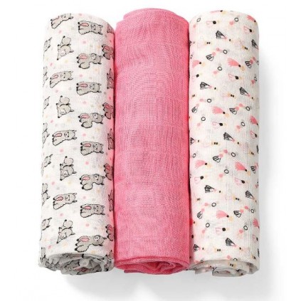 Babyono Gulpeklut Bambus 3pk, Rosa